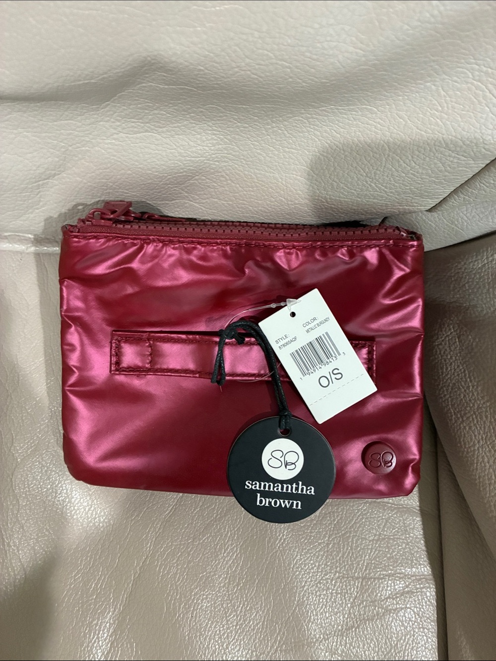 Samantha Brown Satin Cosmetic Pouch in Wine Red